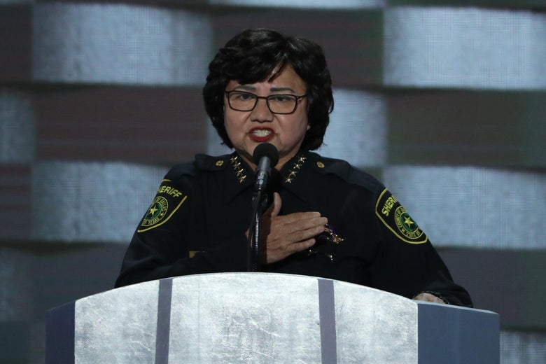 PHILADELPHIA, PA - JULY 28: Dallas Sheriff Lupe Valdez delivers remarks on the fourth day of the Democratic National Convention at the Wells Fargo Center, July 28, 2016 in Philadelphia, Pennsylvania. Democratic presidential candidate Hillary Clinton received the number of votes needed to secure the party's nomination. An estimated 50,000 people are expected in Philadelphia, including hundreds of protesters and members of the media. The four-day Democratic National Convention kicked off July 25. (Photo by Alex Wong/Getty Images)
